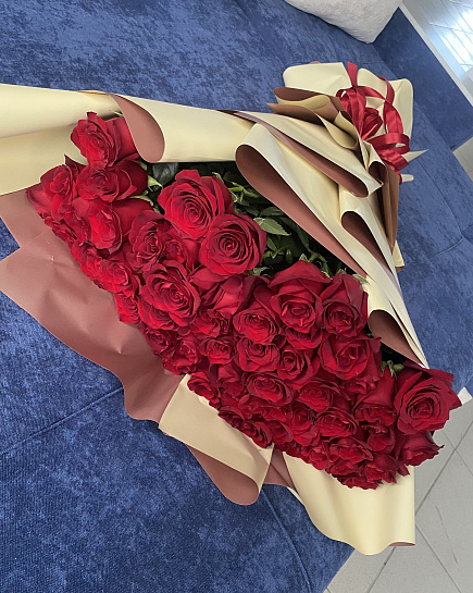 Bouquet of 51 tall roses flowers delivered to Uralsk