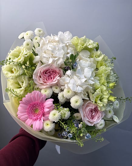 Розовая пастель с пионовидными розами с доставкой по Астане