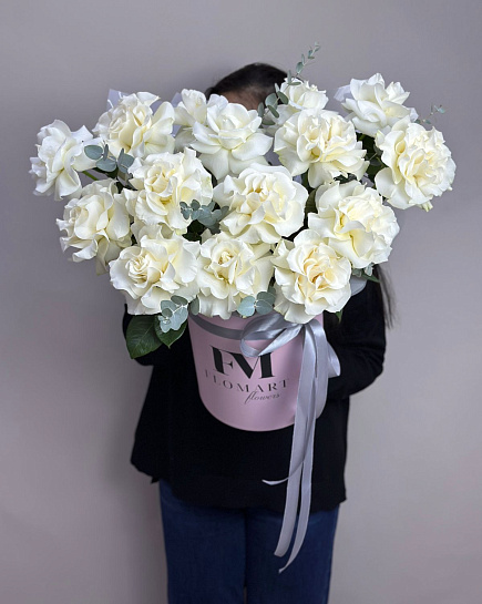 Bouquet of 15 roses with eucalyptus flowers delivered to Astana