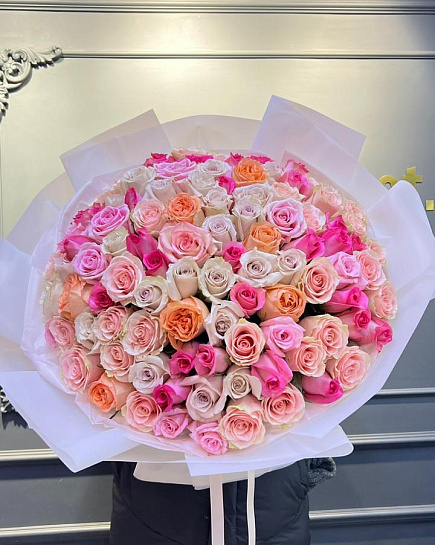 Bouquet of 131 roses in the design flowers delivered to Astana