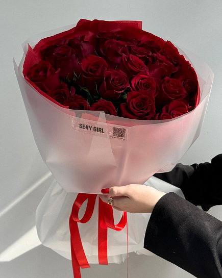 Bouquet of 25 gorgeous red roses with delivery to Astana