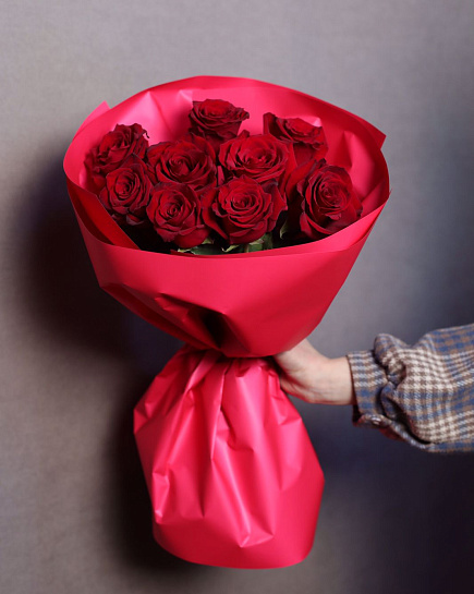 9 красных  роз с доставкой по Петропавловске