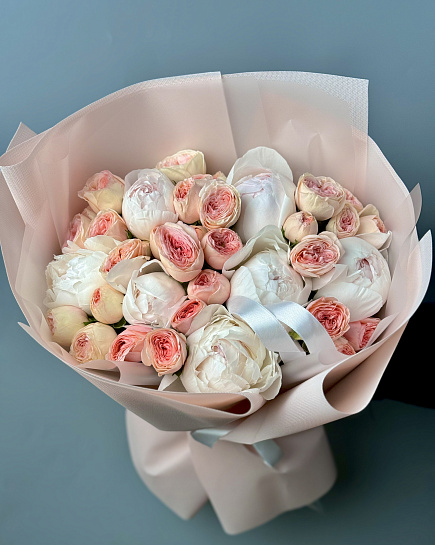 Bouquet of Eurobukete with peonies flowers delivered to Astana