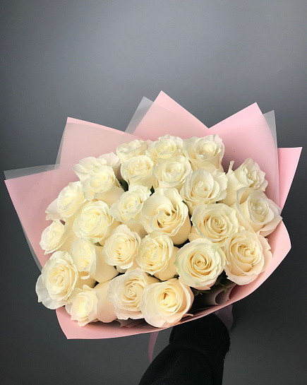 Bouquet of Bouquet of 25 white Dutch roses flowers delivered to Astana