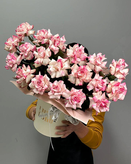 Bouquet of Composition of French roses 19 pcs flowers delivered to Astana