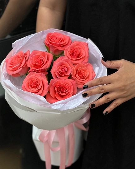 Букет из 9 коралловых роз с доставкой по Астане
