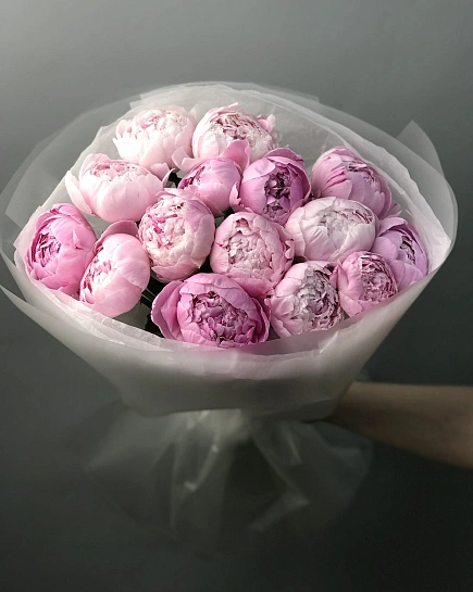 Букет цветов из 15 пионов с доставкой по Астане