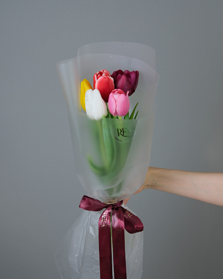 Bouquet of Bouquet of 5 tulips flowers delivered to Almaty