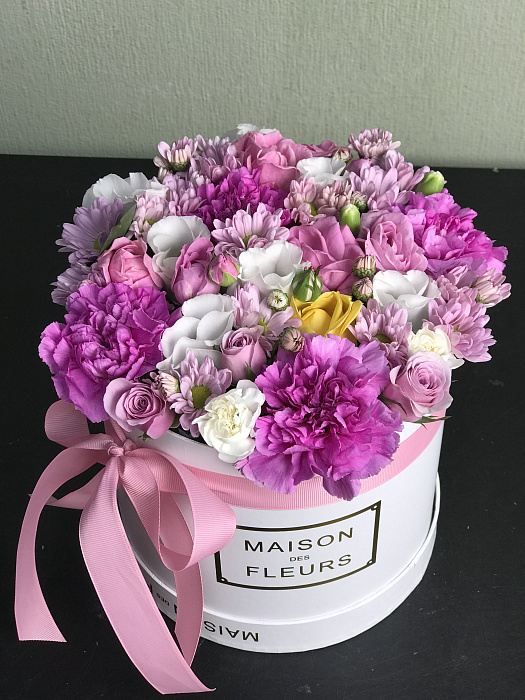 Mixed bouquet of flowers in a box Box for a surprise