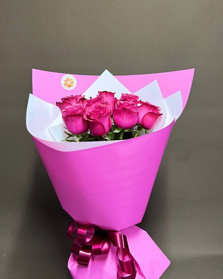 Букет из 9 голландских малиновых роз  с доставкой по Алматы