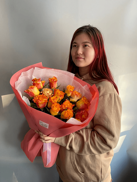 15 orange roses 40-50cm