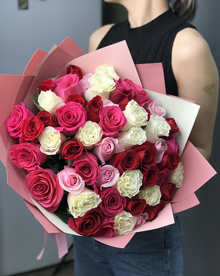 Bouquet of 51 Rose in corporate design flowers delivered to Astana