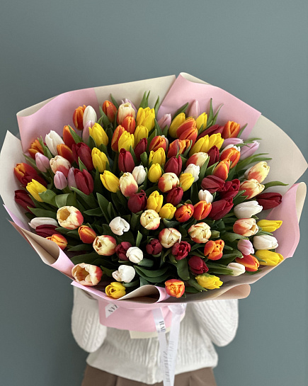 Bouquet of Large bouquet of tulips flowers delivered to Astana