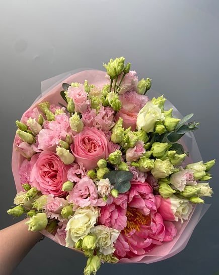 Розовое очарование с пионовидными розами с доставкой по Астане