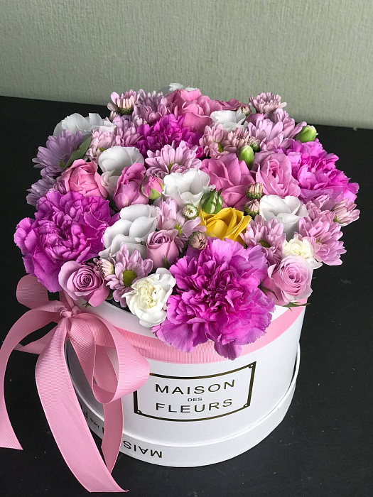 Mixed bouquet of flowers in a box Box for a surprise