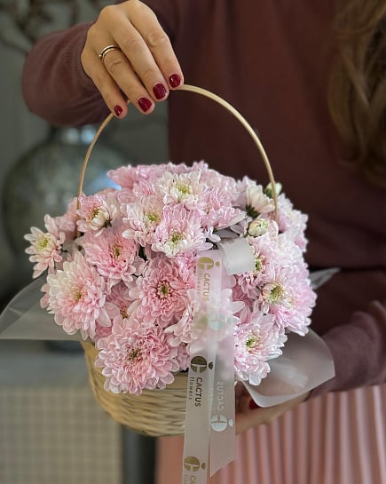 Basket with chrysanthemum mini with delivery to Astana