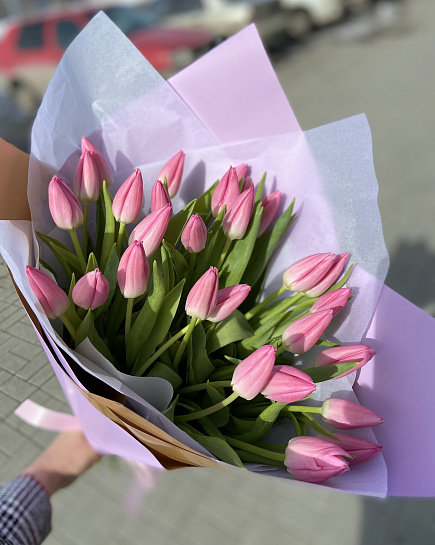 Bouquet of Pink tulip flowers delivered to Rudniy