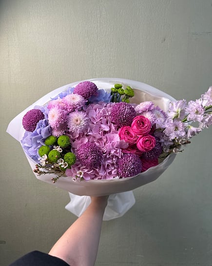 Сиреневое очарование с ранункулюсами с доставкой по Астане