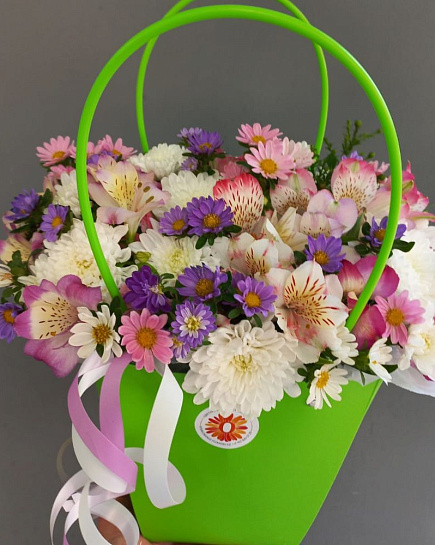 Beautiful Euro bouquet of Alstroemerias and Chrysanthemums in K with delivery to Almaty