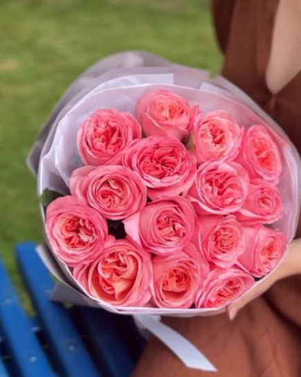 Букет из 15 пионовидных роз в Алматы  с доставкой по Алматы