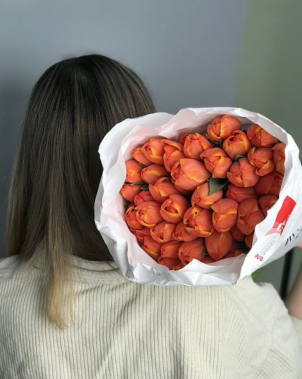 Bouquet of Tulips wholesale 50 pcs shade to the taste of the florist flowers delivered to Astana