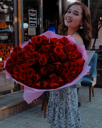 Bouquet of Bouquet of 51 meter Dutch roses flowers delivered to Taraz