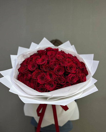 Luxurious bouquet of 51 red roses with delivery to Ust-Kamenogorsk