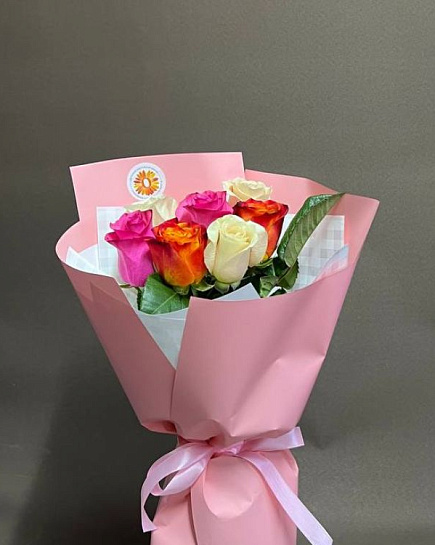 Букет из 7 Голландских микс роз с доставкой по Алматы