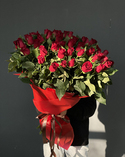 Bouquet of 51 Rose 80 cm flowers delivered to Karaganda