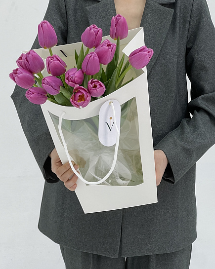 Bouquet of Premium tulips 15pcs flowers delivered to Astana