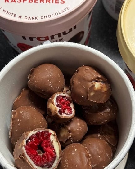 Spanish raspberry in chocolate with delivery to Almaty