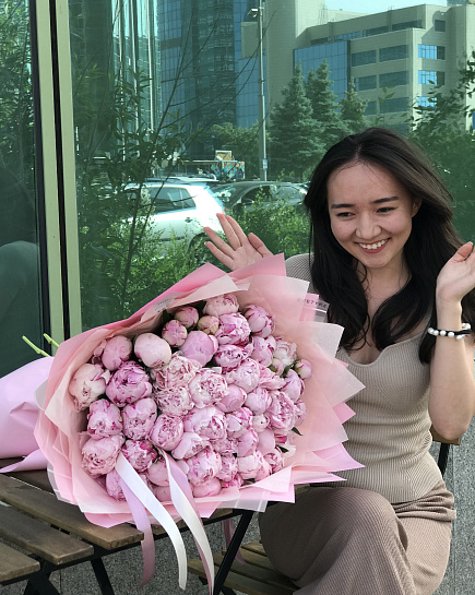 Gorgeous bouquet of 51 peonies with delivery to Astana