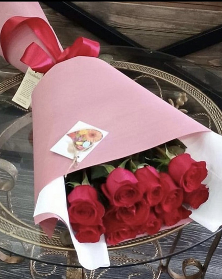 Bouquet of Bouquet of 11 red roses flowers delivered to Almaty