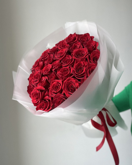 Красные розы 31шт с доставкой по Алматы