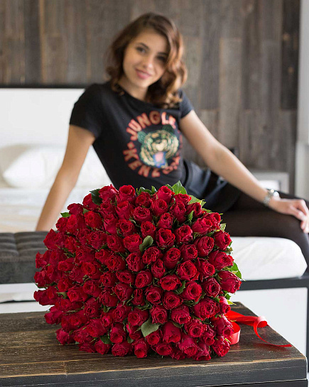 101 роза 40 см с доставкой по Алматы