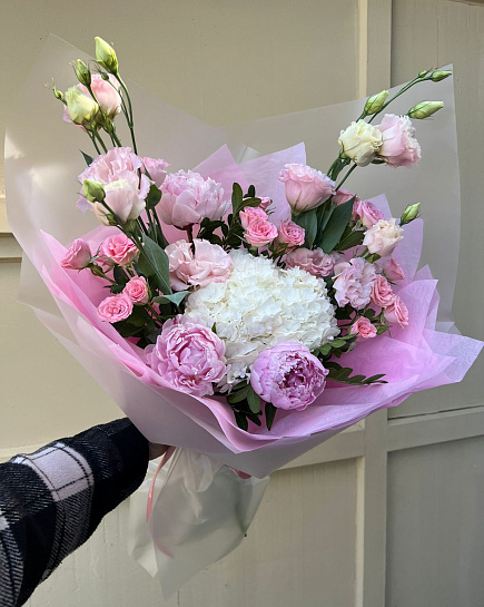 Bouquet of Ephemeral harmony: Violet-white bouquet of tenderness flowers delivered to Almaty