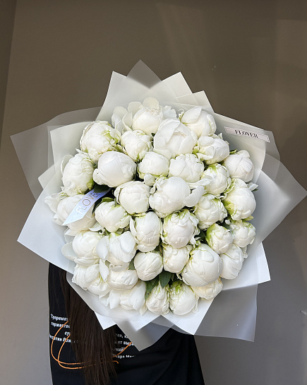 Bouquet of 51 White Peony flowers delivered to Astana