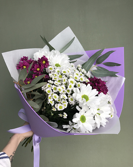 Сборный букет цветов "Поле Ромашковидных хризантем" с доставкой по Астане
