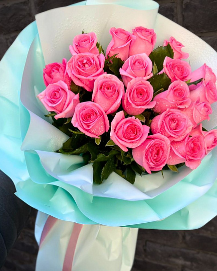 Bouquet of 21 Pink Roses with Delivery in Almaty with delivery to Almaty