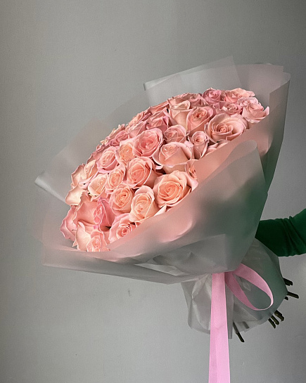 Розовая роза 51шт с доставкой по Алматы