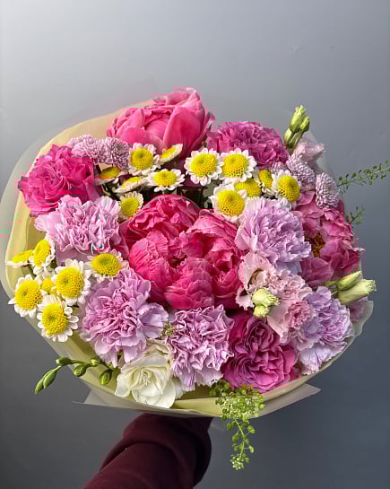 Розовое очарование с пионовидными розами с доставкой по Астане