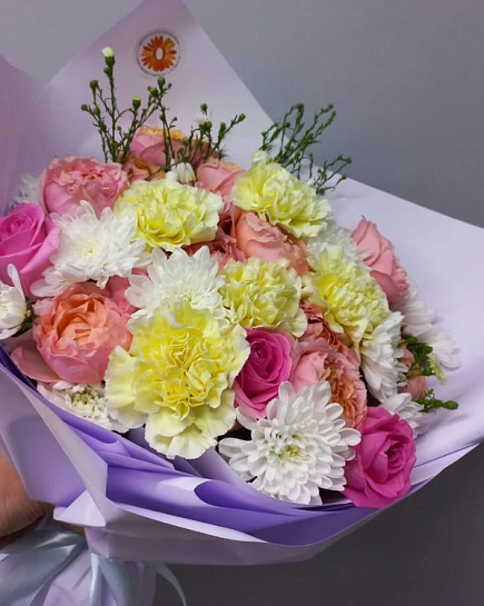 Mixed bouquet of Roses and Carnations with delivery to Almaty