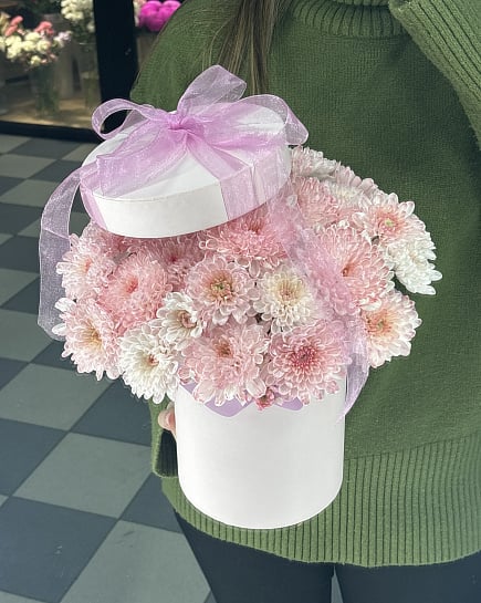 Зефирное облако из хризантем с доставкой по Астане