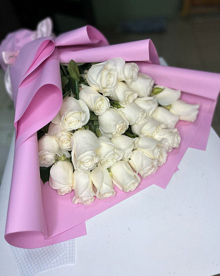 Bouquet of Bouquet of white roses in a chic design flowers delivered to Kostanay.