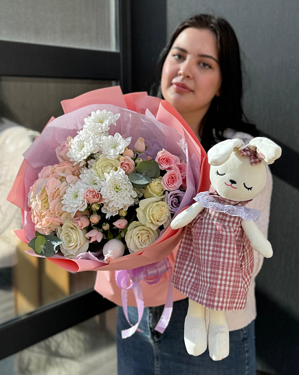 Bouquet of Combo bouquet and Scops Owls bunny flowers delivered to Astana