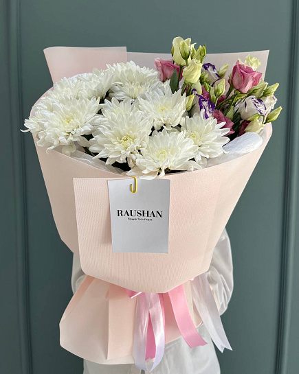Bouquet of Chrysanthemums with Eustoma flowers delivered to Astana