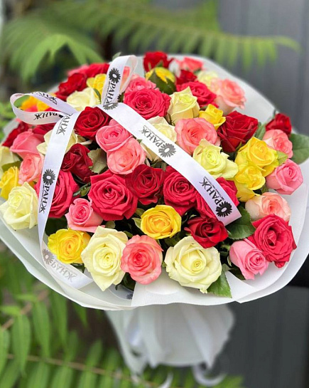 Bouquet of 57 roses mix with delivery to Almaty