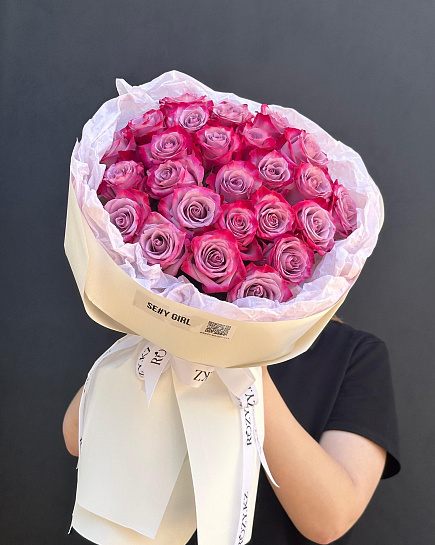 Bouquet of 25 purple roses with delivery to Astana