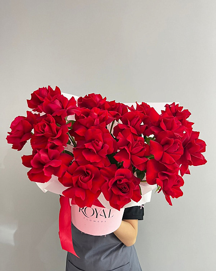Bouquet of chic arrangement of Dutch roses flowers delivered to Shymkent