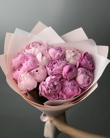 Bouquet of 15 peonies flowers delivered to Astana